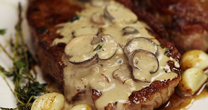 Minute Steakhouse Quality: Garlic Butter Steak with Mushroom Cream Sauce